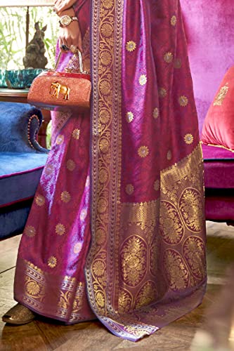 SWORNOF Womens Kanjivaram Soft Silk Saree Patola saree With Blouse Piece (WHITE)