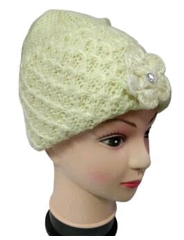 Women's Warm Soft Single Coloured Hand Made Woolen Knitted Cap