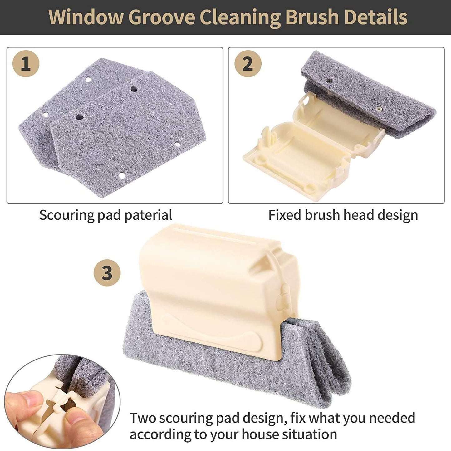 Brush-Multipurpose Hand-Held Window Groove Cleaning Brush(Pack of 2)