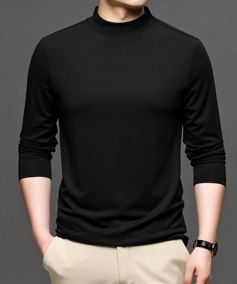 Polyester Solid Full Sleeves Mens Round Neck T-Shirt