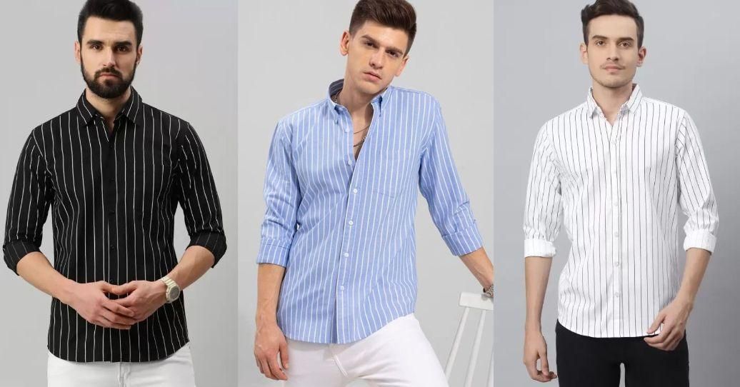 Men Regular Fit Striped Spread Collar Casual Shirt (Combo of 3)