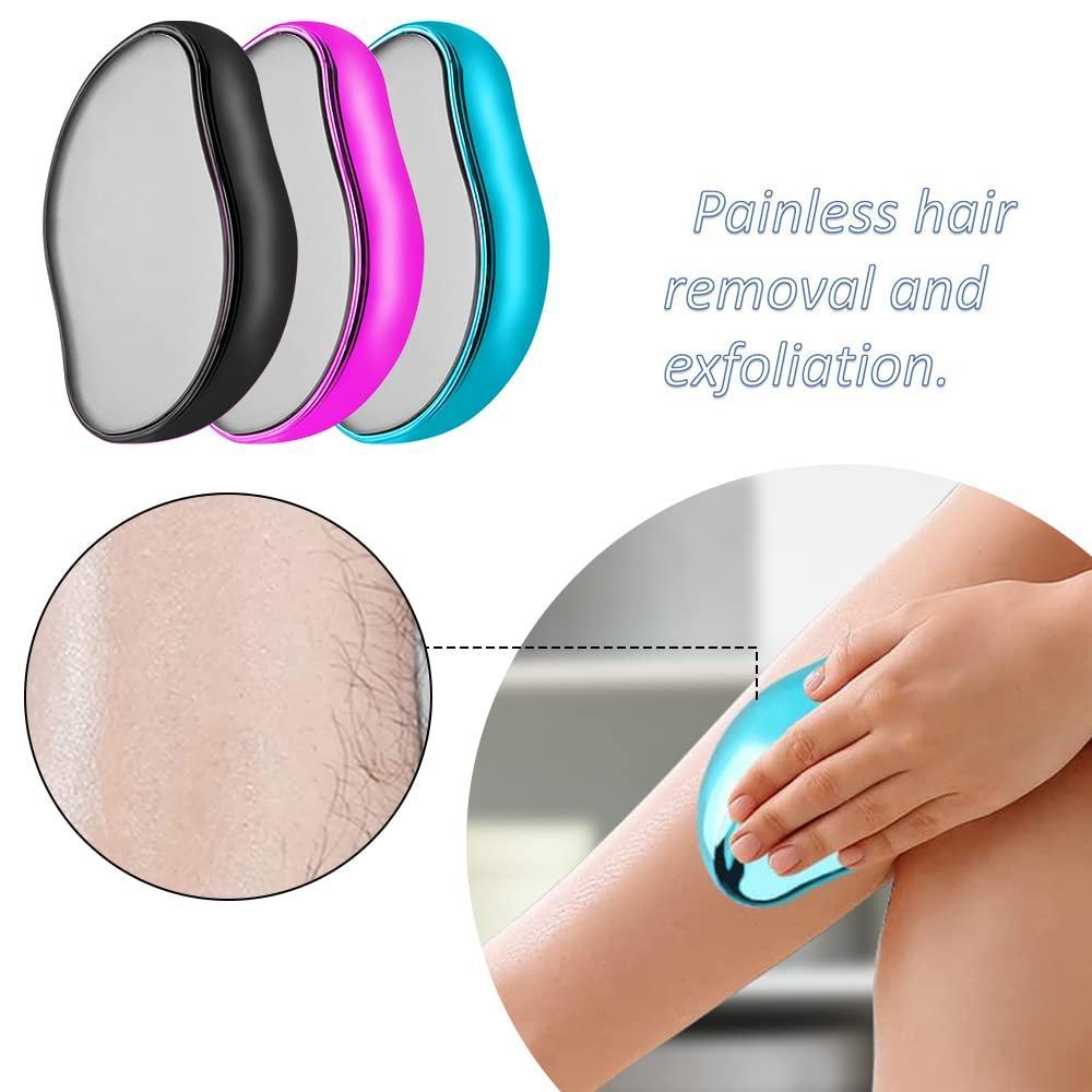 Crystal Hair Eraser for Women and Men, Magic Crystal Hair Remover Painless Exfoliation Hair Removal Tool for Arms Legs Back, Washable Crystal Epilator Without Shaving for Smooth Skin Gifts (random Colour)
