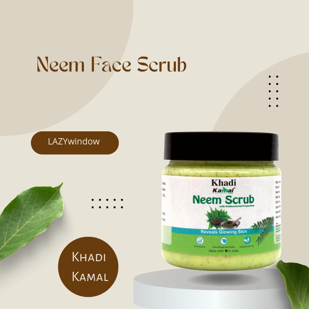Khadi Kamal Herbal 100 Pure Natural & Organic Neem Face Scrub For Men And Women 180ml Pack of 5