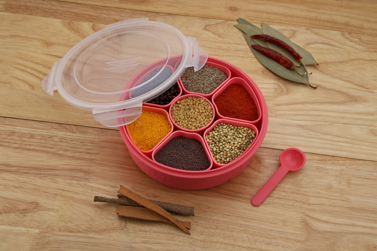 Plastic 7 Section Round Masala Box For Kitchen