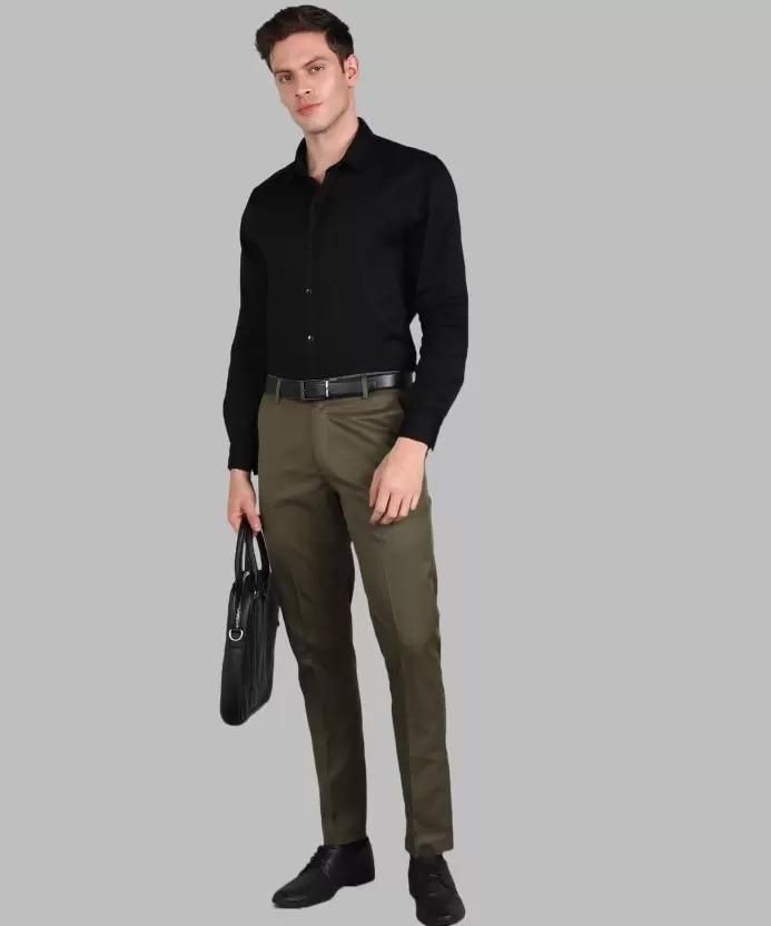 Mens Cotton Stretchable Solid Formal Trouser