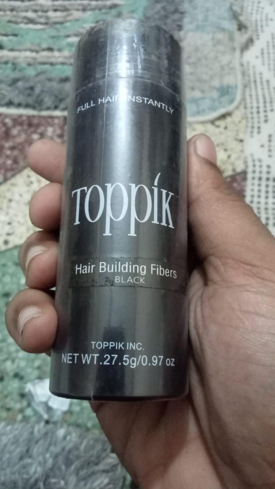 Toppik Hair Building Fibers, Keratin-Derived Fibres for Naturally Thicker Looking Hair, Cover bald spot - Black 27.5 gm with Spray Applicator, Combo Pack