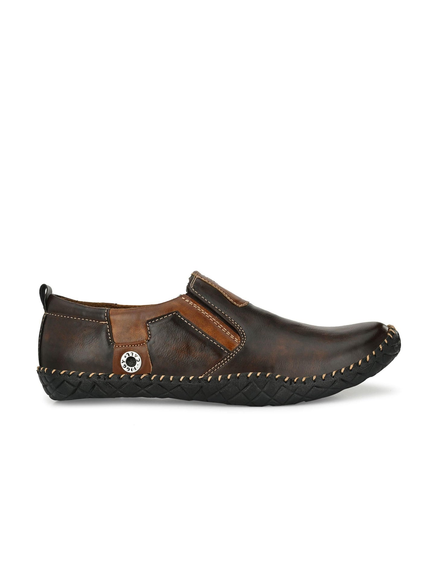Bucik Men's Brown Synthetic Leather Slip-On Casual Shoes