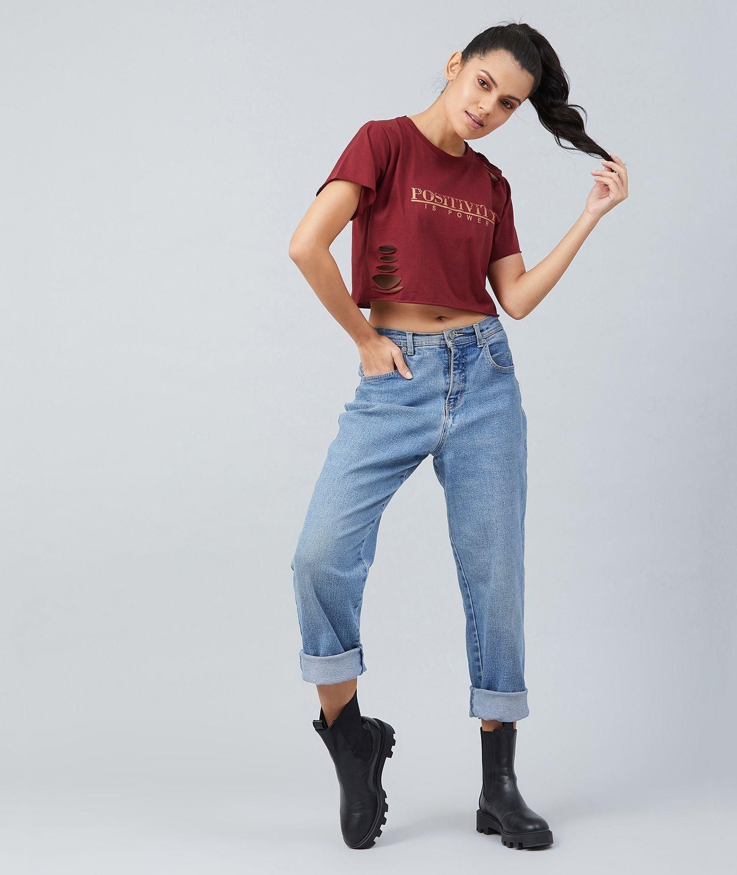 Women's Ribbed Style Crop T-shirt