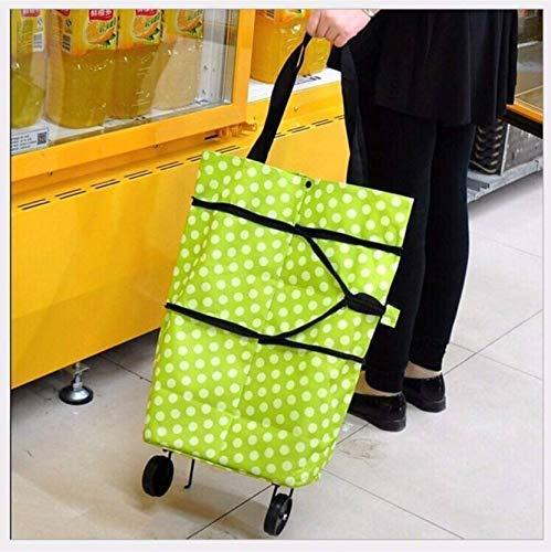 Shopping Trolley with Wheels Foldable Trolley Bag for Parents Students Shopping Men Women (Green)