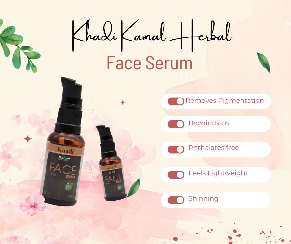 Khadi Kamal Herbal 100 Pure Natural & Organic Face Serum For Men And Women 30ml Pack of 5