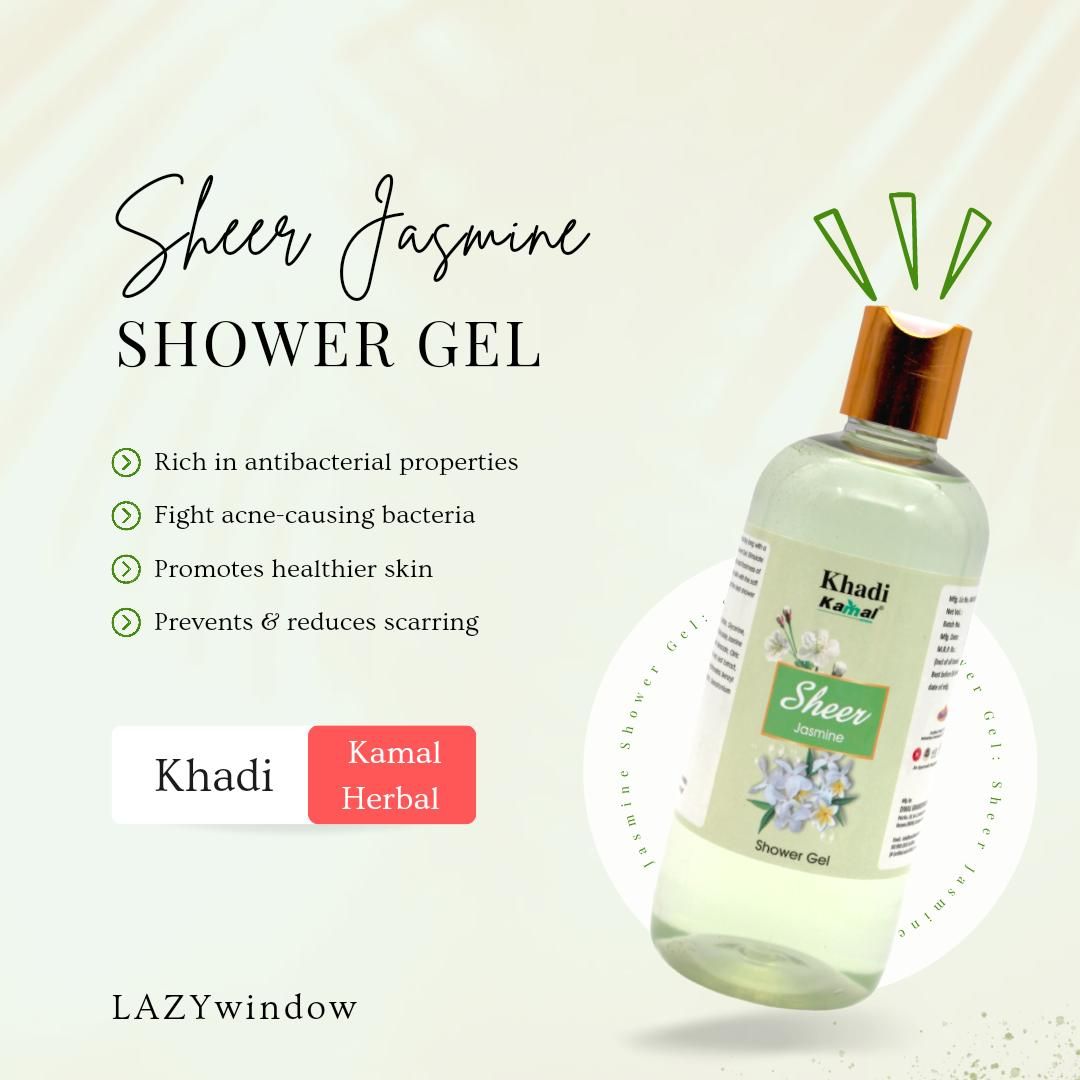 Khadi Kamal Herbal 100 Pure Natural & Organic Jasmine Body Shower Gel For Man And Women 300ml Pack of 5