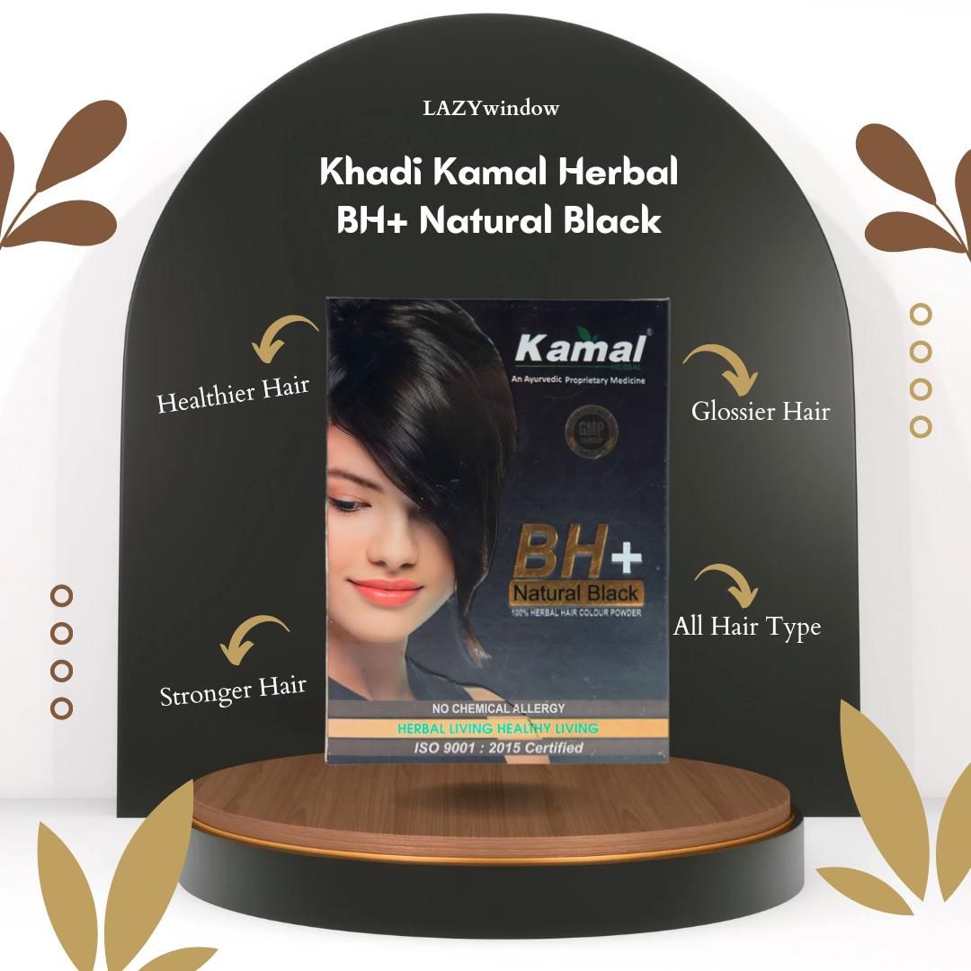 Khadi Kamal Herbal BH+ Black Hair Color for Man and Women 100 Natural Black 60g (Pack of 4)