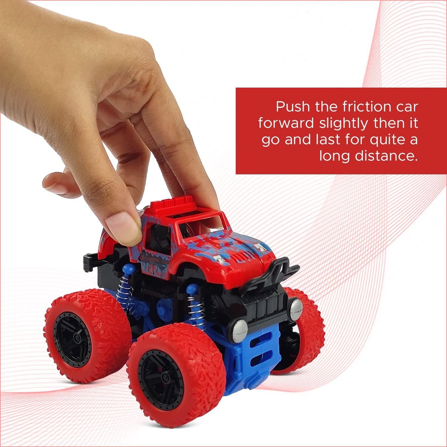 360 Degree Mini Monster Trucks Friction Powered Cars for Kids (Pack Of 2)