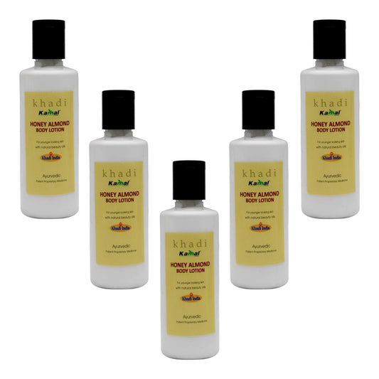 Khadi Kamal Herbal 100 Pure Natural & Organic Honey Almond Body Lotion For Men And Women 210ml Packof 5