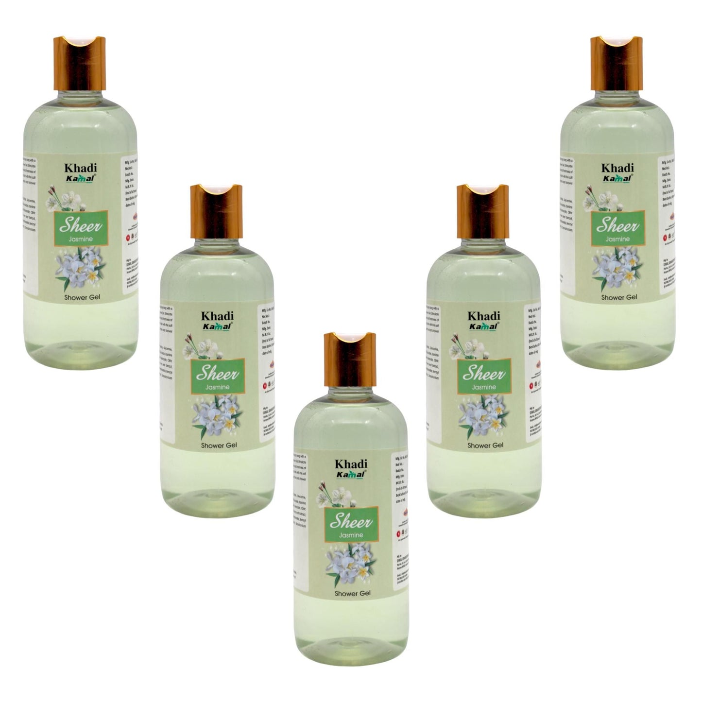Khadi Kamal Herbal 100 Pure Natural & Organic Jasmine Body Shower Gel For Man And Women 300ml Pack of 5