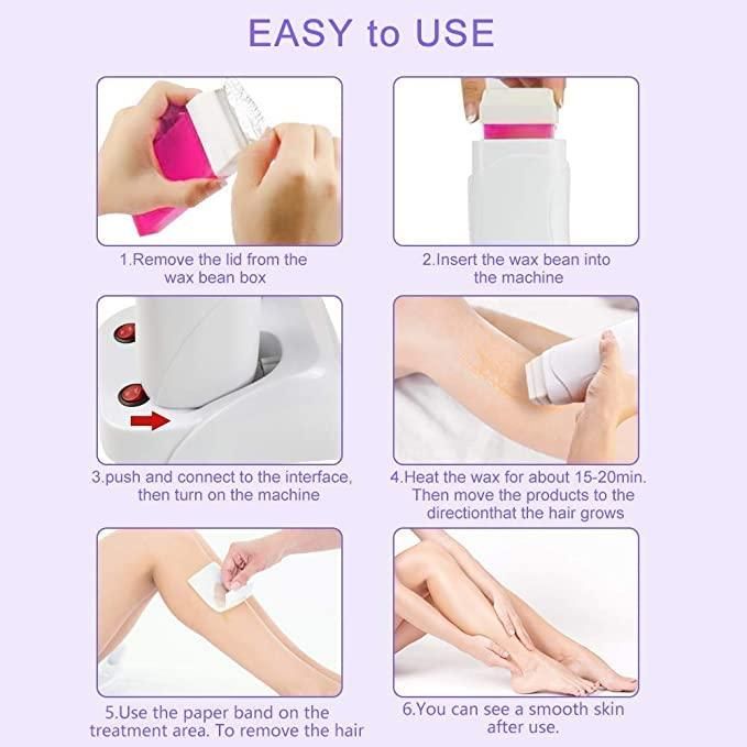 Hair Removal Wax Warmer Roll On Heater machine With Wax Refill Cartridge (Combo of 3 Products)