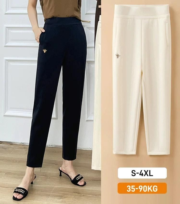 Loose-Fitting High-Waisted Slacks Stretchy Pants for Women(Combo of 2)
