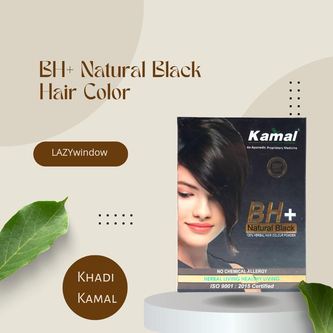 Khadi Kamal Herbal BH+ Black Hair Color for Man and Women 100 Natural Black 60g (Pack of 4)