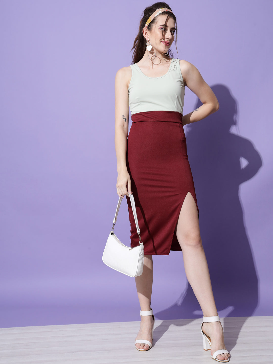 Trend Arrest Women's Polyester Stylish Midi Dress