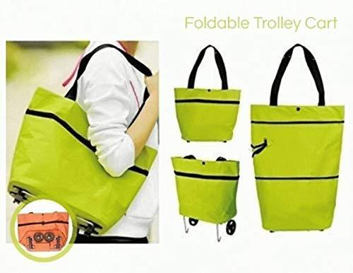 Shopping Trolley with Wheels Foldable Trolley Bag for Parents Students Shopping Men Women (Green)