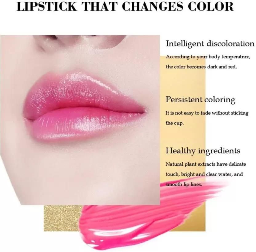 MYEONG Gold Glitter Color Change Gel Lipstick (Pink, 3.6 g)