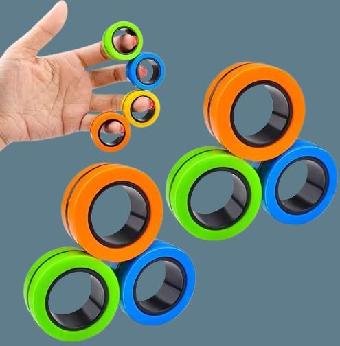 3 pcs- Stress Relief Magnetic Finger Ring - Assorted Colors